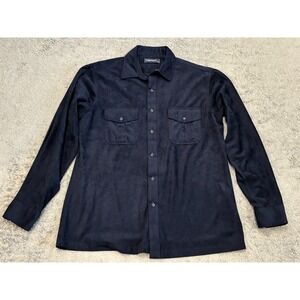 Damon Shirt Mens Large Navy Blue Long Sleeve Button Soft Fabric Casual